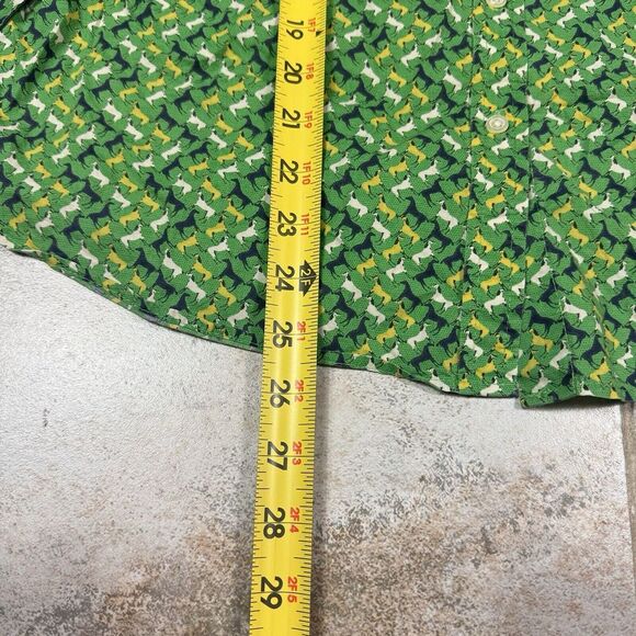 Talbots Shirt Blouse Womens 12 Green Horse Print Button Up Casual - Picture 4 of 9